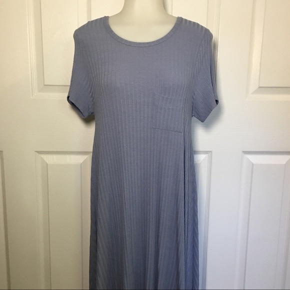 LuLaRoe Shirt Dress Solid Blue Carly Size Small - Picture 6 of 6